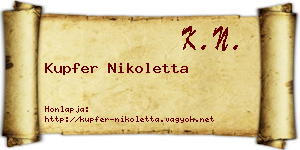 Kupfer Nikoletta névjegykártya